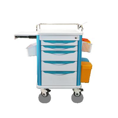 China Medical Device Trolley Cart Medical Hospital Use Economical Treatment Trolley 5 Drawers for sale