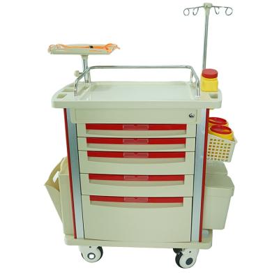 China Hot Selling Cheap Emergency Trolley Product ABS Hospital Bag Medical Device Emergency Trolley for sale