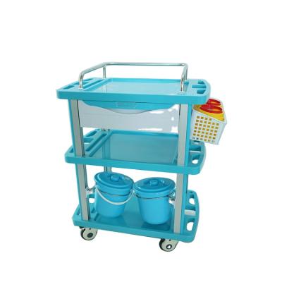 China Anethesia Trolley Best Quality And Low Price ABS Nursing Treatment Trolley With Three Layers for sale