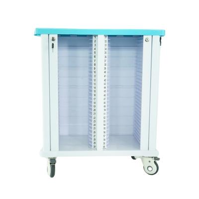 China For Hostipal 60 High Quality And Cheap Price Double Row Grid Medical Records Rack Patient Recorder Trolley for sale