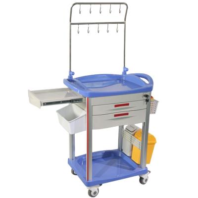 China Best Service Trolley Anethesia Trolley Double Row Hospital Aid Carts ABS Infusion Trolley Online Anesthesia Trolley for sale