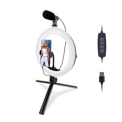 China PORTABLE 10 inch folding ring light with tripod stand smartphone vlogging kit for sale