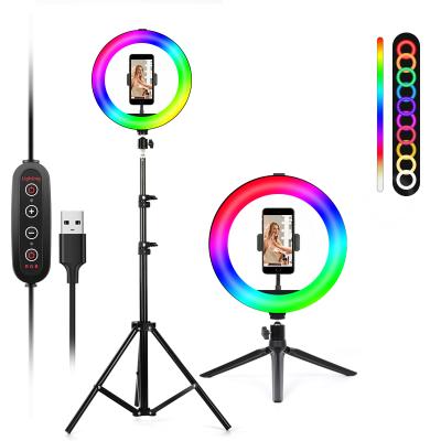 China PORTABLE Portable USB RGB Ring Beauty Light with Desktop Foldable Light Stand for sale