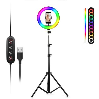 China 10 inch PORTABLE RGB Selfie Ring Light with 1.6cm Collapsible Photography Light for sale