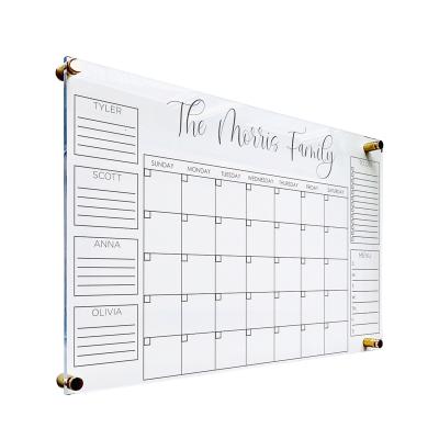 China Wall Calendar Erase Wall Mounted Dry Calendar Clear Acrylic Floating Calendar with Marker Personalized Note Board for sale