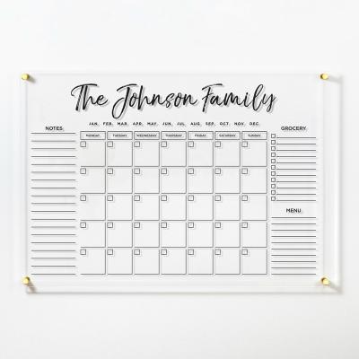 China Custom Clear Weekly Acrylic Dry Erase Panel Wall Calendar Calendars and Monthly Bustle Lists for sale