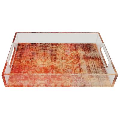 China Home.Restaurant.Bar.Hotel.Wedding. Super Markets Promotion Luxury Serving Tray TV Tray Table Ottoman Acrylic Tray With Handle for sale