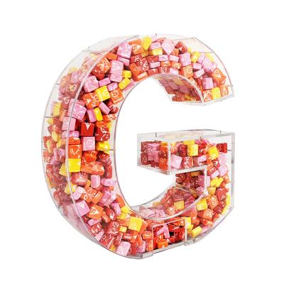 China Mordern Acrylic Display Rack Letter Shaped Candy Display Case For Wedding Filling Letter Candy Box for sale