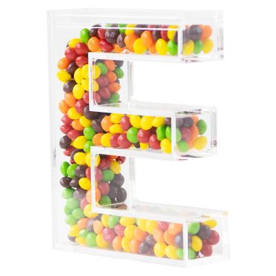 China Mordern Custom Shape Acrylic Candy Display Holder Wedding Letters Transparent Food Candy Sweet Box for sale