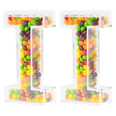 China Wholesale Letter Shaped Filled Acrylic Mordern Display Rack Candy Dispenser Box Candy Box With Sliding Lid for sale