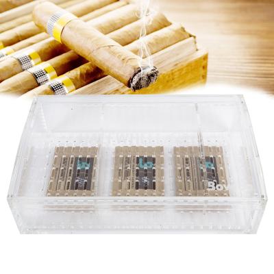 China Handmade Custom Cigar Storge Humidor Rectangular Acrylic Cigar Boxes Case With 3 Separate Biggest Cigar Humidor for sale