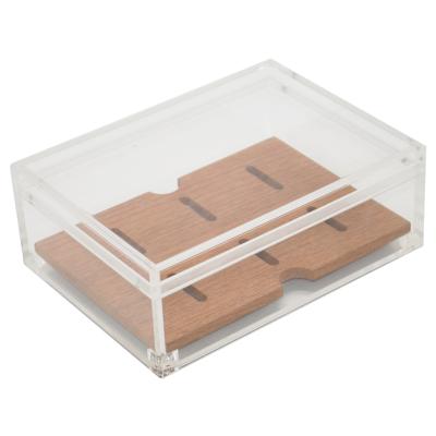 China Custom Wholesale Cigar Storge Travel OEM Cigar Box Case Cedar Wood Cigar Humidor Clear With Magnetic Acrylic Lid for sale