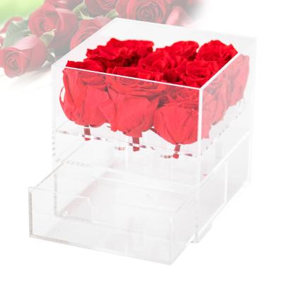 China Hot Sale Acrylic Flower Packaging Box Wedding Gift Clear Flower Box For Holiday Rose Gift for sale