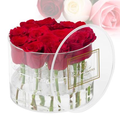 China Flower Wrapping Box Around Gift Luxury Rose Box Acrylic Bouquet Flower Box With Makeup Storage Drawer Box for sale