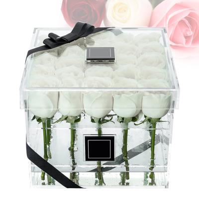 China Luxury Rose Box Acrylic Bouquet Flower Box Flower Packaging Box Gift For Flower Arrangements for sale