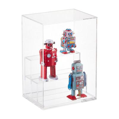 China Retail Stores Collectibles Display Table Acrylic Tiered Risers Stand Toy Doll Display Case for sale