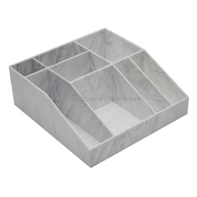 China Lash Organizer White Marble Eyelash Organizer Eyelash Extension Tool Storage Box Acrylic Marble Case for sale