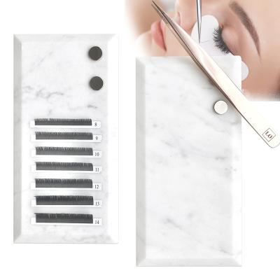 China Wholesale Acrylic Lash Tile Holder Magnet Eyelash Extension Palette Tray No Reflection Lash Tile Marble Eyelash Eye Glue for sale