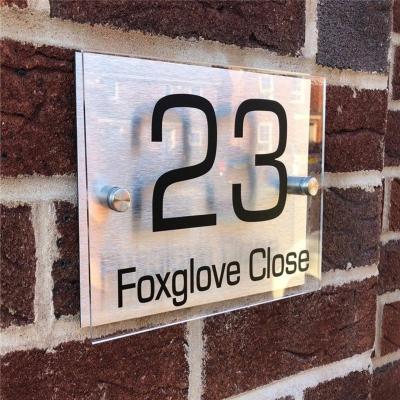 China Modern Custom Personalized Clear Acrylic Plaques House Sign Holder Address Sign House Number for sale