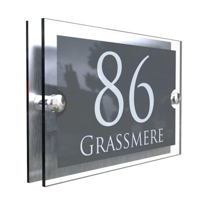 China Modern Acrylic And Aluminum House Signs Door Number Address Plaques Signs Rack Digital House Number for sale