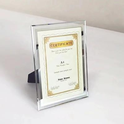 China Fashionable custom crystal glass gold photo frame 8x10 picture frame glass for vertical or horizontal table display for sale