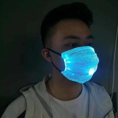 China Eco-friendly Hot Sale 7 Colors Luminous Glowing Mask With USB Music Praise Fiber Optic LED Party Filling Mask for sale