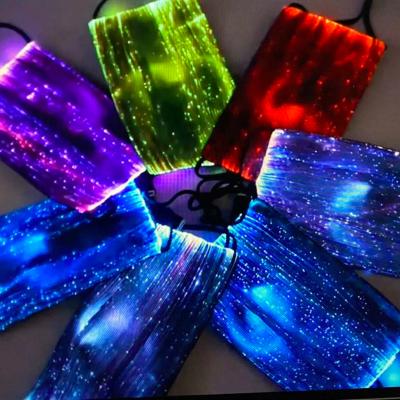 China Hot Selling Halloween Eco-friendly Led Fiber Optic Face Masks 7 Color Glow Shield EL Party Praise Washable Dustproof Mask for sale