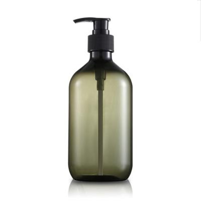 China Luxury Hotel 500ML 500ML PET Shampoo Bottle Conditioner Bottle Green Lotion Pump Body Wash Bottle for sale