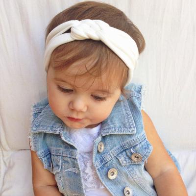 China High Quality Fabric Newborn Babies Plain Elastic Wide Cotton Bow Headband for sale