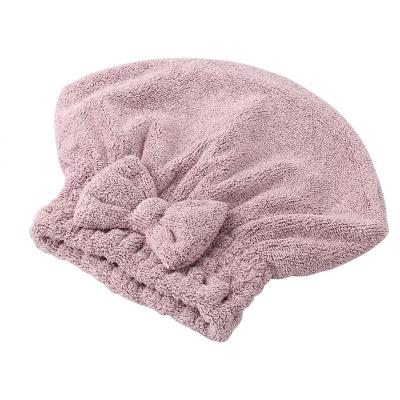 China Wholesale Customized Microfiber Hair Towel QUICK DRY Coral Fleece Bowknot Shape Dry Good Quality for sale