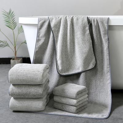 China Wholesale High Quality Striped Soft Comfortable Organic Bamboo Towel Organic Bamboo Towel QUICK DRY Beach Towel Bath Towel for sale