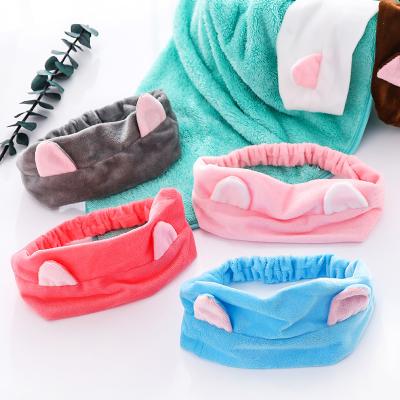 China Lovely Children's Cute Stretch Hair Bands Cat Ear Girls Hairband Korean Soft Custom Cartoon Headband for sale