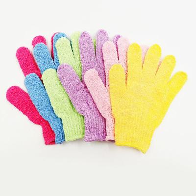 China EXFOLIATE Custom Five Fingers Glove Massage Skin Remover Body Scrubber Dead Shower Exfoliating Bath Gloves for sale