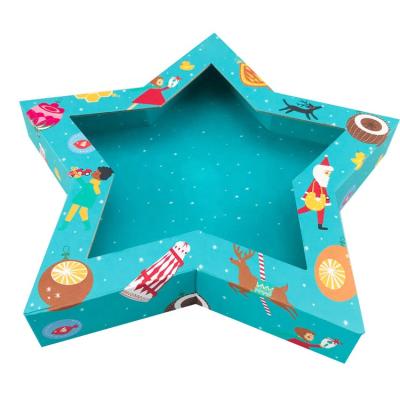 China Recycled Materials Lid And Base Pentagon Paper Gift Box With Five-pointed Cut Window Star Gift Packaging for sale