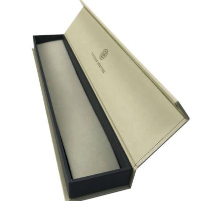 China Recycled Materials Eco - Friendly Cardboard Printed Magnetic Flip Top Thin Necklace Box Jewelry Packaging for sale