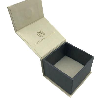 China Recycled Materials Hinged Magnetic Embossing Logo Flip Lid Gift Jewelry Box With Velvet Inlay for sale