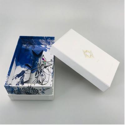 China Recycled Materials Custom Rectangle White Cardboard One Bottle Perfume Box With Gold Logo for sale