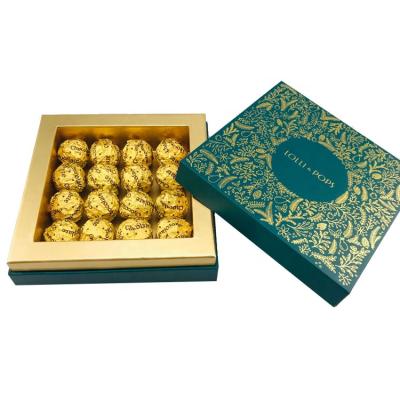 China Recycled Materials Gold Foil Pattern 3 Pieces Lid And Base Chocolate Box Chipboard Candy Candy Gift Boxes With Gold Tray for sale