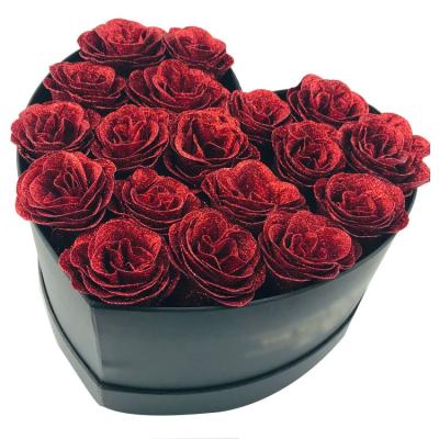 China Recycled Materials Professional Rose Box Factory Heart Rigid Gift Box For Roses Heart Box For Eternal Flower for sale