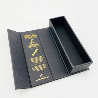 China Recycled Glossy Materials Black Magnetic Stain Cardboard Black Materials UV Single Closure Malt Whiskey Box With Gold Stamping for sale