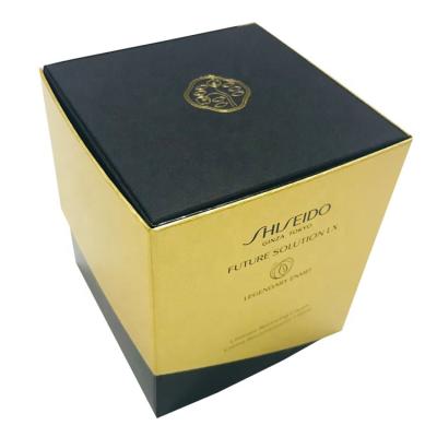 China Luxury Recycled Materials Gold Cardboard Envelope Cover Black Unique Magnetic Flute Inside Face Cream Box Skin Care Paper Packaging With Tray for sale