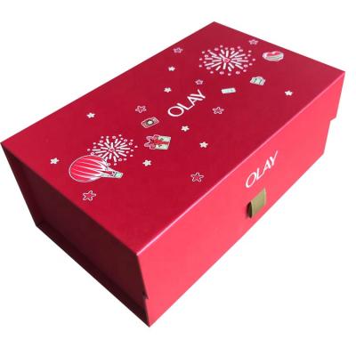 China Environmental Friendly Recycled Materials Book Shape Matte Red Printed Magnetic Gift Box With Mirror And Ribbon Tag for sale