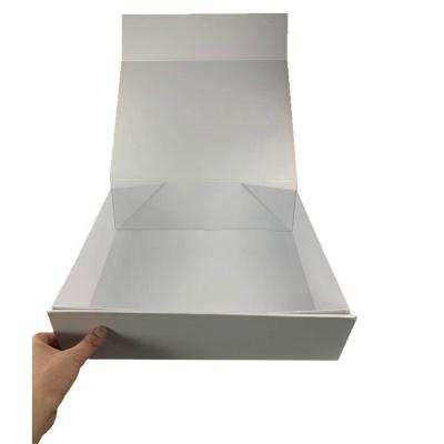 China Recycled Materials Matt White Strong Cardboard Printed Collapsible Clothing Packaging Foldable Clothing Box With Magnetic Closure for sale