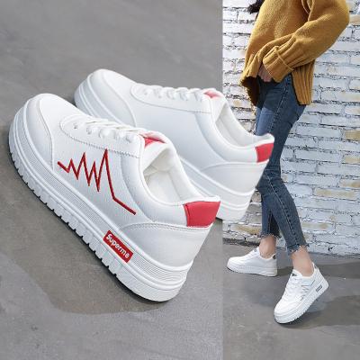 China Women's White Casual Shoes PU Mesh Ladies High Shoes Fashion Trend Leisure Casual Shoes for sale