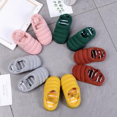 China Warm Indoor Lit Plus Velvet Plush TPR Outdoor House Fur Bottom Slippers For Kids for sale