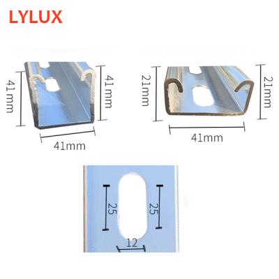 China Hot Sale Ground Solar Power System Easy Install One Piece Galvanized Steel C Channel Bracket Railing 41x62x2.5mm Solar Sale Available for sale