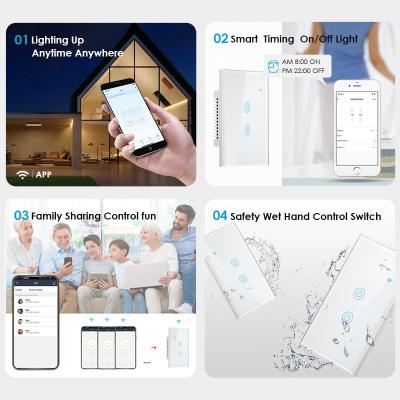 China APP 2 Band 1 Way Wifi Remote Control Wall Operate Electrical Touch Lighting Wifi Smart Relay Smart Touch Switch for sale