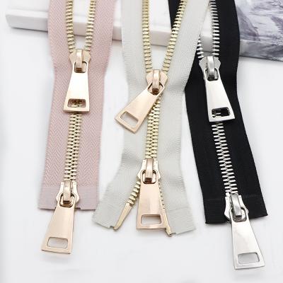 China Double Sliders Custom Multicolor No Metal 8 Side Zipper Zipper Slider Metal Mounted Zippers 33 Cm Gold Metal For Bags for sale