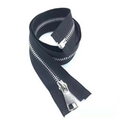 China Viable All Kinds of Manufacture Black Strip 5# Metal Zipper Aluminum Zipper Open End for sale