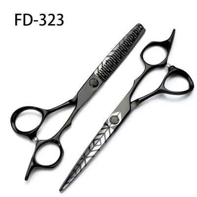 China High Quality Professional Hairdresser Scissors FD-323 Flat Style Black Barber Scissors 6 Inch Flat Tooth Scissors Hair Salon Set for sale